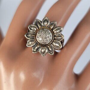 Diamond, 14K & Sterling Daisy Ring